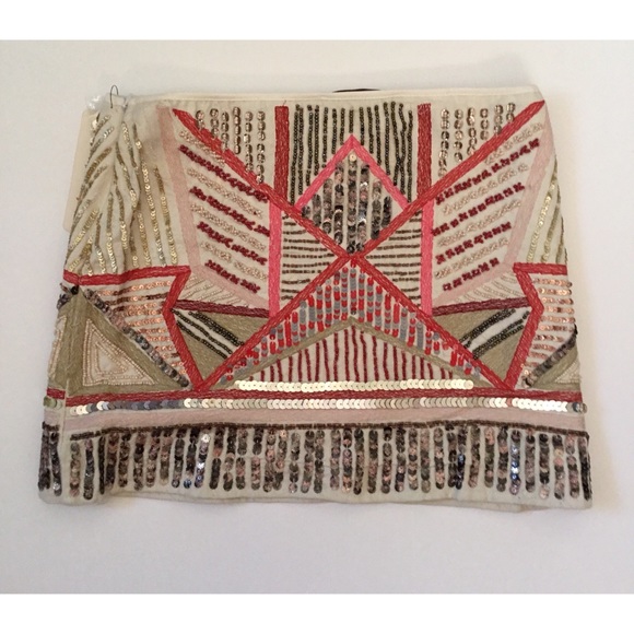 1 HOUR SALE Zara Mini skirt Pink Gray Embellished - Picture 5 of 8